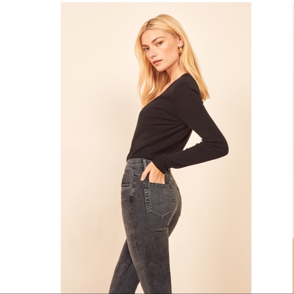 Reformation | Jesse High Crop Boot Jeans Black 26 - Picture 4 of 7